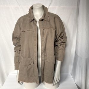 DEMOCRACY Jeans Women’s Brown Denim Open Jacket Size Médium Frayed Detai…